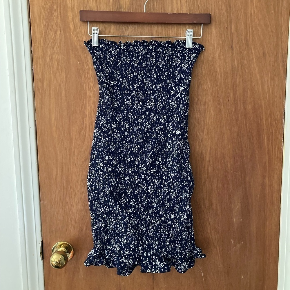 Reformation Navy Floral Mini Dress